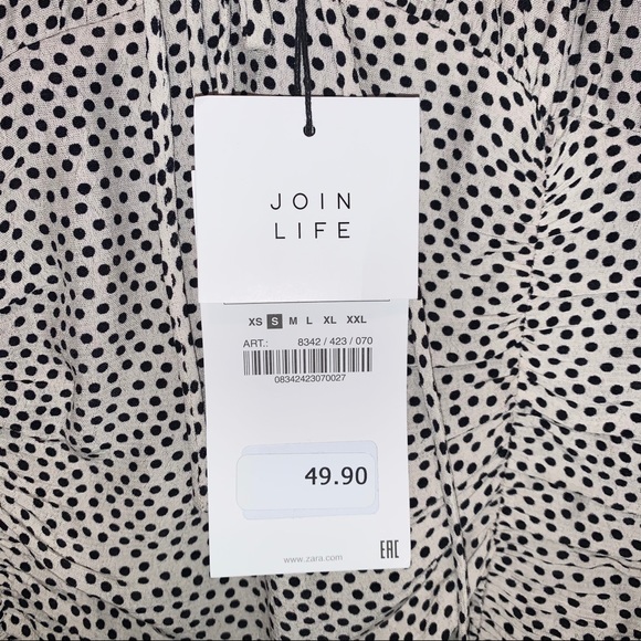 NWT Zara Draped Ruched Polka Dot Mini Dress - Picture 8 of 8